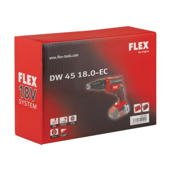 ΚΑΤΣΑΒΙΔΙ ΓΥΨΟΣΑΝΙΔΑΣ FLEX 18V DW-45-18.0-EC-C (SOLO), 1/4", 28Nm 491276 - Image 2